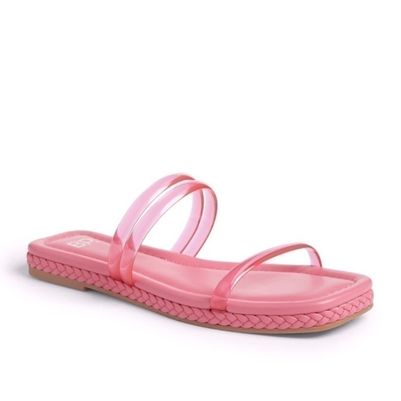 NEW Nordstrom BP Viola Barbie Pink Braided Flat Slide Sandals - Picture 1 of 14